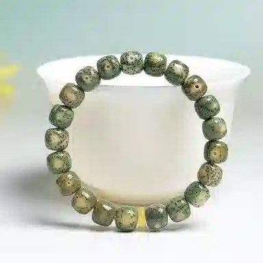 木盛缘 【顺丰包邮天官赐福】阴皮高密原生态石玉料蛇年招财绿幽灵佛珠平步青云金榜题名财源滚滚#好运 星月菩提 手串 男女同款情侣款