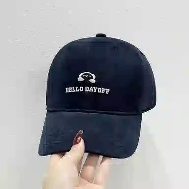 祎步康 简约刺绣显白大头围 韩版氛围感显脸小帽子 棉 鸭舌帽 男女同款情侣款