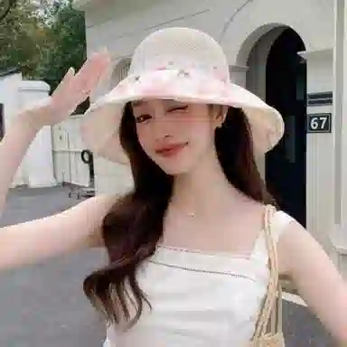 杨同学 【大沿遮阳】旅游 显脸小 防晒 折叠 太阳 聚酯纤维 渔夫帽 女款