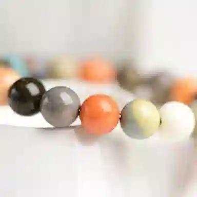 七小匠 阿拉善圆珠 马卡龙系七彩 水晶玛瑙 玉石手串 男女同款情侣款 玛瑙