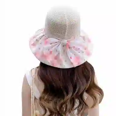 杨同学 【大沿遮阳】旅游 显脸小 防晒 折叠 太阳 聚酯纤维 渔夫帽 女款