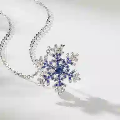 贝戈丽丝 时尚潮流瑰丽夺目绝美雪花百搭锁骨链 梦幻爆闪雪花设计 唯美轻奢甜蜜浪漫告白 好运 蓝宝石 项链 女款