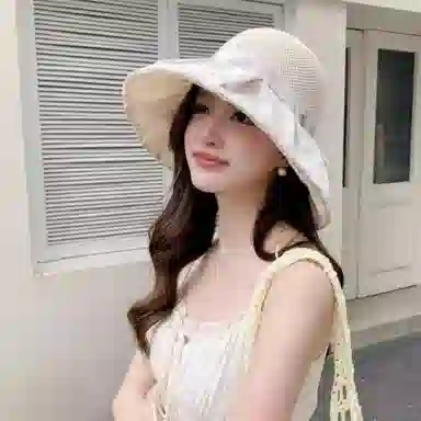 杨同学 【大沿遮阳】旅游 显脸小 防晒 折叠 太阳 聚酯纤维 渔夫帽 女款