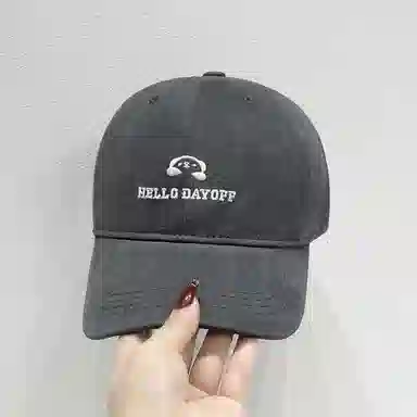 祎步康 简约刺绣显白大头围 韩版氛围感显脸小帽子 棉 鸭舌帽 男女同款情侣款