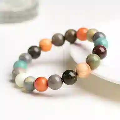 七小匠 阿拉善圆珠 马卡龙系七彩 水晶玛瑙 玉石手串 男女同款情侣款 玛瑙