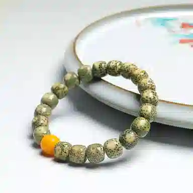 木盛缘 【顺丰包邮天官赐福】阴皮高密原生态石玉料蛇年招财绿幽灵佛珠平步青云金榜题名财源滚滚#好运 星月菩提 手串 男女同款情侣款