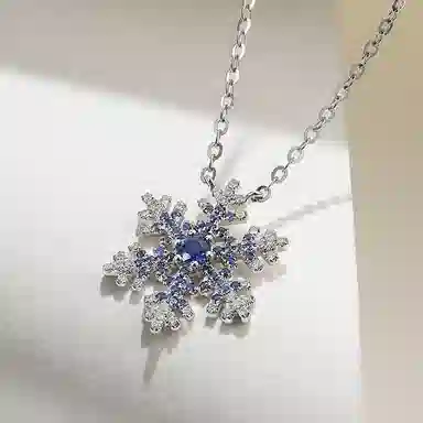 贝戈丽丝 时尚潮流瑰丽夺目绝美雪花百搭锁骨链 梦幻爆闪雪花设计 唯美轻奢甜蜜浪漫告白 好运 蓝宝石 项链 女款