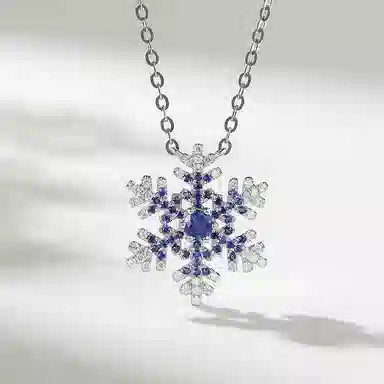 贝戈丽丝 时尚潮流瑰丽夺目绝美雪花百搭锁骨链 梦幻爆闪雪花设计 唯美轻奢甜蜜浪漫告白 好运 蓝宝石 项链 女款