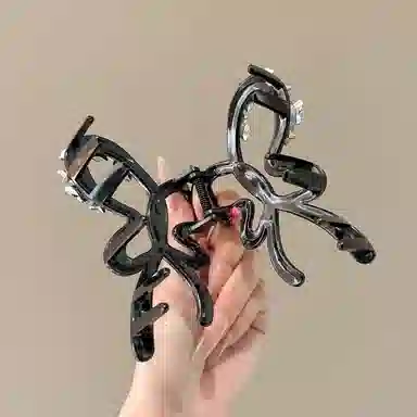 水中玉 水钻蝴蝶结抓夹大号发卡后脑勺高级感鲨鱼夹子发饰 亚克力 发夹 女款