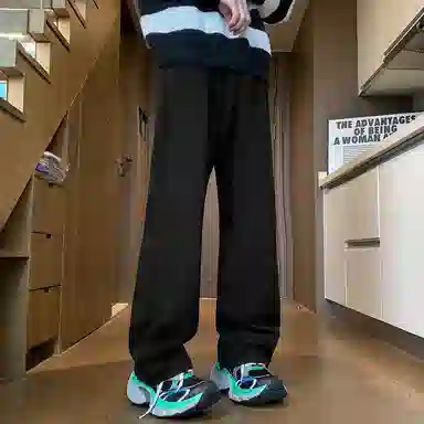 八哥 高街美式纯色复古直筒修身弯刀长裤轻水洗做旧休闲时尚百搭高级感废土风潮流垂感运动弹力高腰牛仔裤 男女同款
