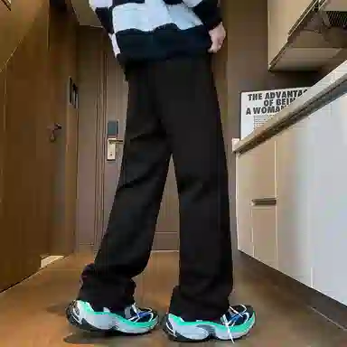 八哥 高街美式纯色复古直筒修身弯刀长裤轻水洗做旧休闲时尚百搭高级感废土风潮流垂感运动弹力高腰牛仔裤 男女同款