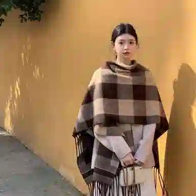 北极绒 时尚保暖复古格纹流苏百搭高级感潮流两用外搭 披肩 男女同款情侣款