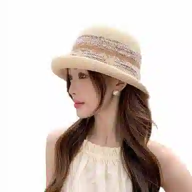 杨同学 【气质盆帽】针织帽子 春夏   显脸小 户外旅游 遮阳 透气 聚酯纤维 渔夫帽 女款