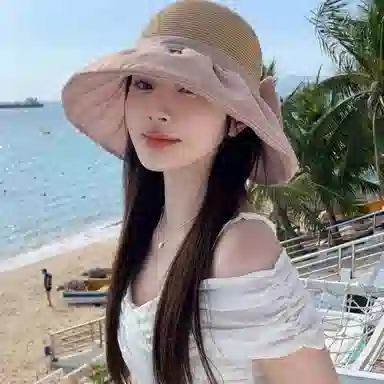 北极绒 韩版大帽檐透气防晒遮阳蝴蝶结显脸小百搭折叠 聚酯纤维 渔夫帽 男女同款情侣款