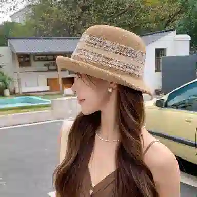 杨同学 【气质盆帽】针织帽子 春夏   显脸小 户外旅游 遮阳 透气 聚酯纤维 渔夫帽 女款