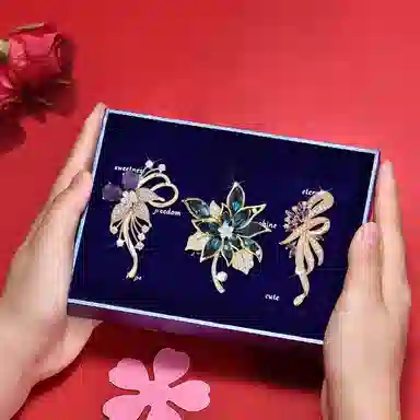 缔晶 精致奢华时尚 优雅浪漫复古闪耀胸花 合金 胸针 女款