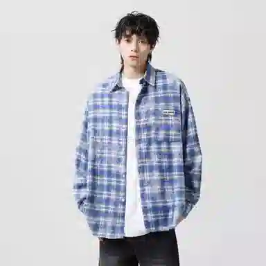 大卫贝肯 美式潮牌复古简约基础款格纹休闲宽松柔软舒适抗皱时尚百搭长袖衬衫 男女同款