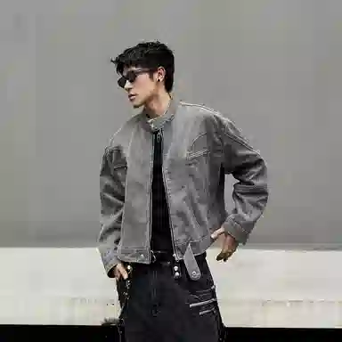 NEVER RULE Denim Jacket Grey