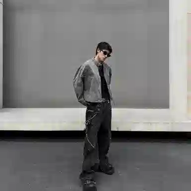 NEVER RULE Denim Jacket Grey