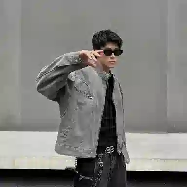 NEVER RULE Denim Jacket Grey