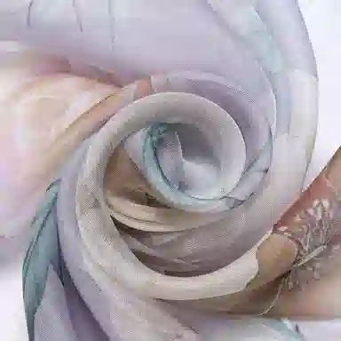 上海故事 春满山雪纺长巾出游外搭国风印花气质仙仙 桑蚕丝 丝巾 女款