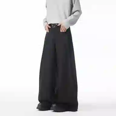 颂希尔 美式高街插袋阔腿宽松直筒垂感休闲西装裤 男女同款