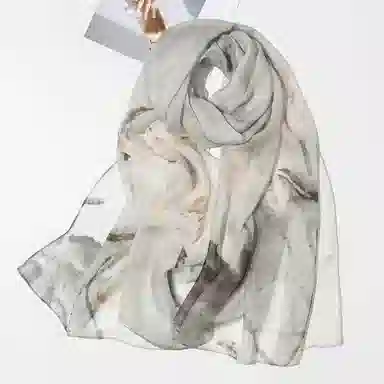 上海故事 春满山雪纺长巾出游外搭国风印花气质仙仙 桑蚕丝 丝巾 女款