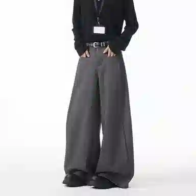 颂希尔 美式高街插袋阔腿宽松直筒垂感休闲西装裤 男女同款