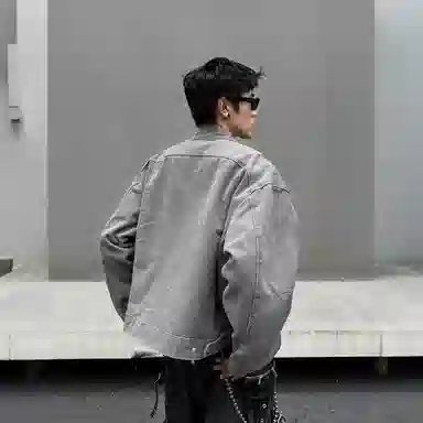 NEVER RULE Denim Jacket Grey