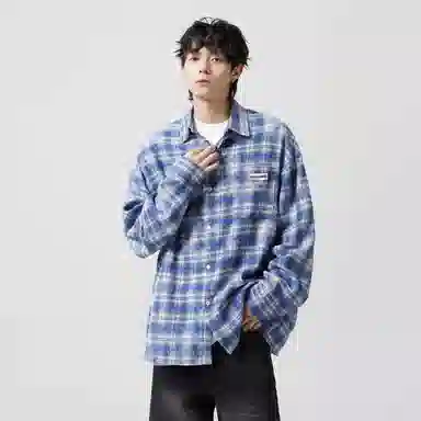 大卫贝肯 美式潮牌复古简约基础款格纹休闲宽松柔软舒适抗皱时尚百搭长袖衬衫 男女同款