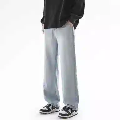 【dme】 基础款时尚舒适中腰休闲复古宽松百搭直筒牛仔裤 男女同款