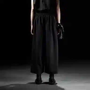 幻象者 原创设计三醋酸绣花阔腿裤八分裤 男女同款 黑色