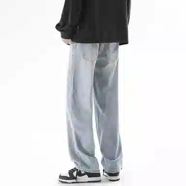 【dme】 基础款时尚舒适中腰休闲复古宽松百搭直筒牛仔裤 男女同款