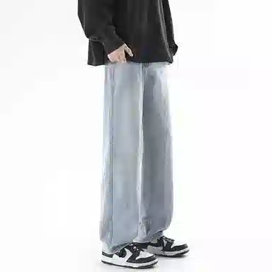 【dme】 基础款时尚舒适中腰休闲复古宽松百搭直筒牛仔裤 男女同款