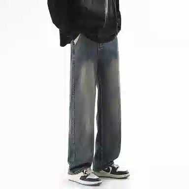 【dme】 基础款时尚舒适中腰休闲复古宽松百搭直筒牛仔裤 男女同款