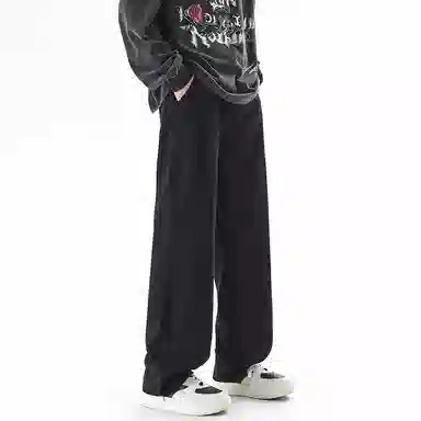 【dme】 基础款时尚舒适中腰休闲复古宽松百搭直筒牛仔裤 男女同款