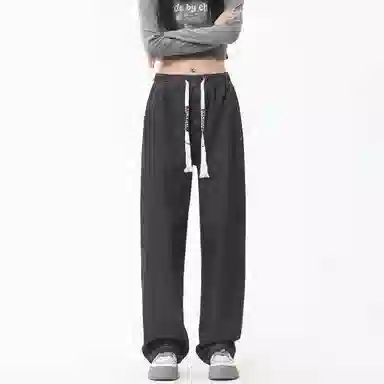 大卫贝肯 美式潮牌水洗做旧高街直筒裤字母刺绣系带时尚百搭宽松舒适休闲复古牛仔裤 男女同款