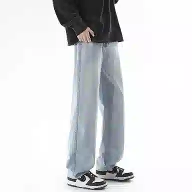 【dme】 基础款时尚舒适中腰休闲复古宽松百搭直筒牛仔裤 男女同款