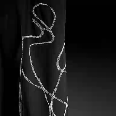 幻象者 原创设计三醋酸绣花阔腿裤八分裤 男女同款 黑色