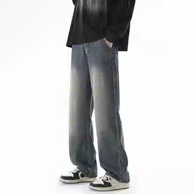 【dme】 基础款时尚舒适中腰休闲复古宽松百搭直筒牛仔裤 男女同款