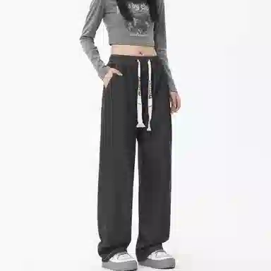 大卫贝肯 美式潮牌水洗做旧高街直筒裤字母刺绣系带时尚百搭宽松舒适休闲复古牛仔裤 男女同款