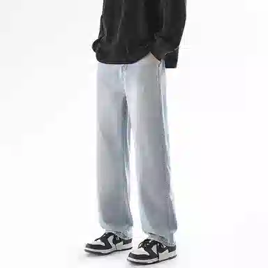 【dme】 基础款时尚舒适中腰休闲复古宽松百搭直筒牛仔裤 男女同款