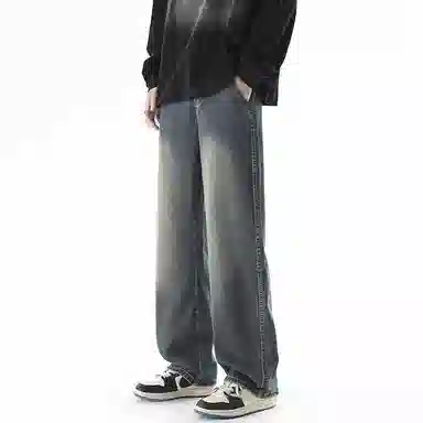 【dme】 基础款时尚舒适中腰休闲复古宽松百搭直筒牛仔裤 男女同款