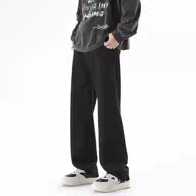 【dme】 基础款时尚舒适中腰休闲复古宽松百搭直筒牛仔裤 男女同款