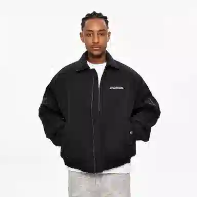 大卫贝肯 美式高街复古简约基础款字母印花时尚百搭宽松柔软舒适户外出行防风保暖休闲夹克 男女同款