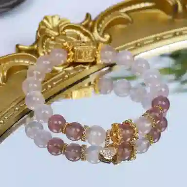 【做个富婆·生意兴隆】 千玺世家 #好运旺桃花招财转运天然 粉水晶 新中式复古国潮高级感气质百搭 手串 女款