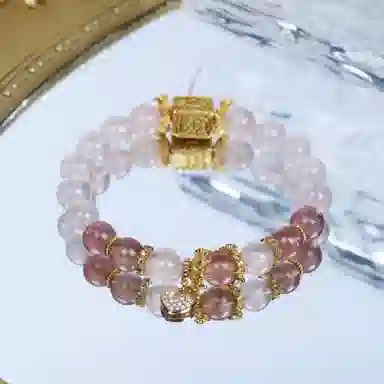 【做个富婆·生意兴隆】 千玺世家 #好运旺桃花招财转运天然 粉水晶 新中式复古国潮高级感气质百搭 手串 女款