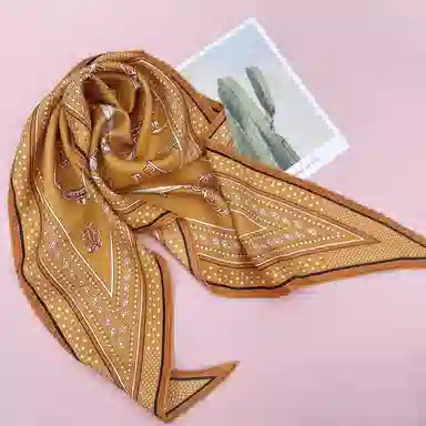 山一丸 春秋季钥匙款真丝斜纹绸菱形巾桑蚕丝搭衬衫护颈时尚通勤 丝巾 女款