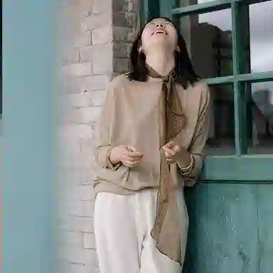 山一丸 春夏双层曼陀罗纹飘带装饰显气质长条简约发带 丝巾 女款