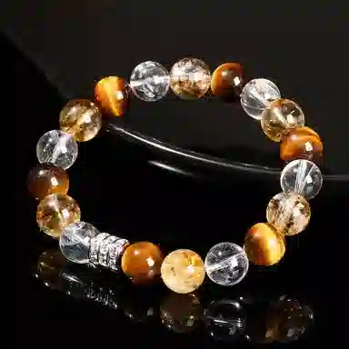 金戟 黄虎眼石 新中式国潮混串招财招福镶钻转运珠好运天然 黄水晶 手串 男女同款情侣款